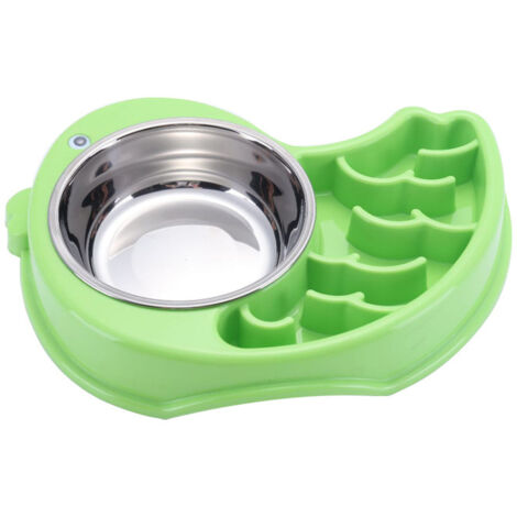 Bol Pour Animaux De Compagnie Mange Lentement En Plastique Lavable Antidérapant En Acier Inoxydable Détachable Bol Pour Chiot Bol D'eau Pour Chat Bol D'alimentation Lente(vert) (1/5)