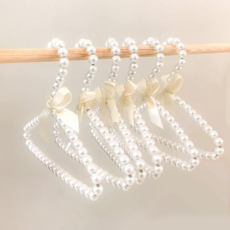 Lot de 6 cintres pour vêtements pour bébé et chien, mini cintre en perles mignonnes, cintre pour vêtements en perles artificielles, cintre élégant avec nœud, pour animal de compagnie, chien, chat, pet (1/5)