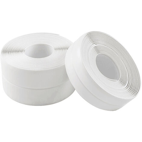 3 pièces de ruban adhésif imperméable et anti-moisissure pour cuisine et salle de bain, bande d'étanchéité pour coutures de cuisine, autocollant de ligne d'angle étanche(Blanc, 3.2m×2.2cm) (1/5)