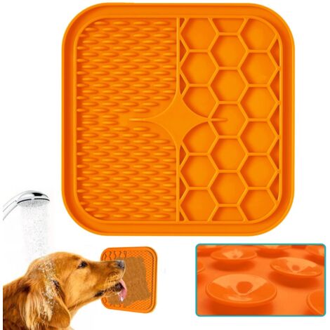 Tapis pour chien avec ventouse, sans BPA, soulagement de l'anxiété, bol anti-sang pour chiens, facile à laver, toiletter et dresser le chien(petit (15151CM) orange) (1/5)