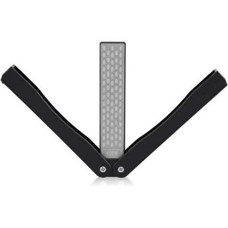 400/600 Grit Pierre à Aiguiser Diamant Double Face Aiguiseur de Couteau Pliante Pierre à Aiguiser de Poche pour L'outil D'affûtage de Cuisine Jardin Camping en Plein Air - Noir (1/5)