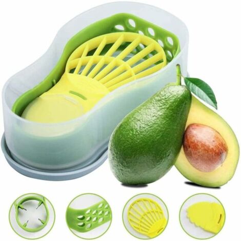 Trancheuse à avocat 6 en 2 fonctions ensemble de conteneurs de stockage d'outils pour la cuisine, coupe-avocat avec éplucheur de fruits et légumes vert hachoir (1/5)