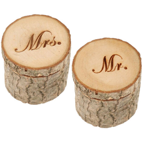 Boîte à Bagues en Bois 2 PCS Boîte de Bague Anneau Alliance Mariage Ecrin en Bois pour Mariage Proposition Fiançailles Cadeaux Créatifs Boîte à Bagues en Bois