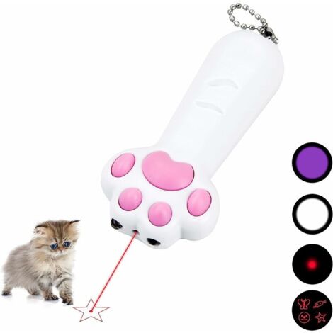 Pet Cat Laser Toys 7 en 1 LED pointeur en forme de patte, 3 modes d'éclairage, outil d'entraînement pour animaux de compagnie pour Cat Dog Chaser (1/5)