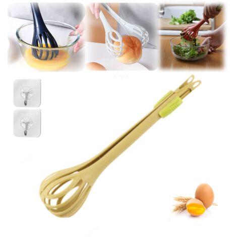 Pinces alimentaires et fouet, fouet multifonctionnel créatif, fouet à main, pince à pain, outil de cuisine domestique multifonctionnel pour saisir et (1/5)