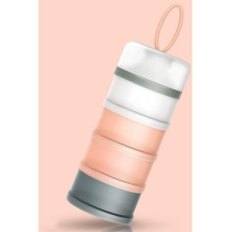 Distributeur de lait en poudre portable pour nourrissons pour bébé. Boîtes empilables. 4 couches de contenant céréales/aliments/fruits/collations Allaitement 480 ml (Rose) (1/5)