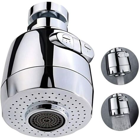 360 Degrés Aérateur de Robinet Pivotant Tête de Robinet de Cuisine 2 Modes Réglable Douche Tête Filtre Pulvérisateur Pour Cuisine Salle De Bain (Court) (1/5)