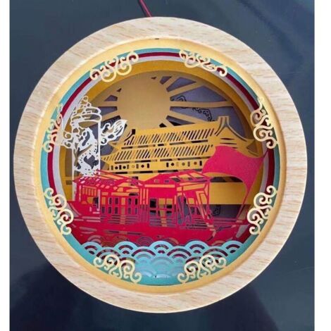 Lampe décorative lumineuse en papier sculpté à la mode de style chinoisProduit fini bateau rouge (1/5)