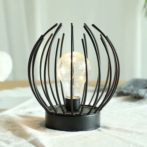 Lampe de table à cage en métal Lampe sans fil à piles avec ampoule LED de style Edison Idéal pour les mariages, les fêtes, les événements de patio pour l'intérieur à l'extérieur (1/5)
