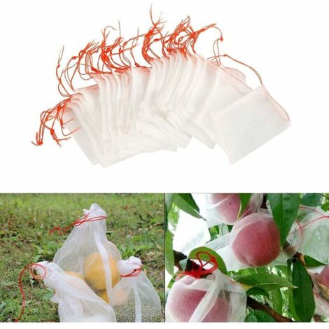 Lot de 100 Sacs en Filet Anti-Insectes,Filet de Jardin Protection en Nylon,Sac Protection Fruits et Plantes Réutilisables,Sachet pour Raisin Anti-Oiseaux avec Cordon de Serrage (15 x 10cm (100pcs)), E (1/5)