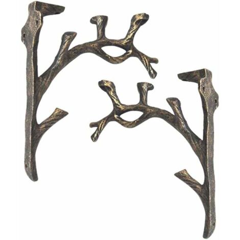 Supports d'étagère Vintage (2 pièces), Fonte, Forme de Branche Équerre Étagère, Faire l'ancien Artisanat, Support de Triangle décoratif créatif, Étagère à Livres Murale (1/5)