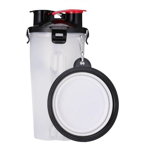 Bol pliable pour chien, bol pliable pour chien bol d'eau portable étanche pour animaux de compagnie 2 en 1(Blanc) (1/5)