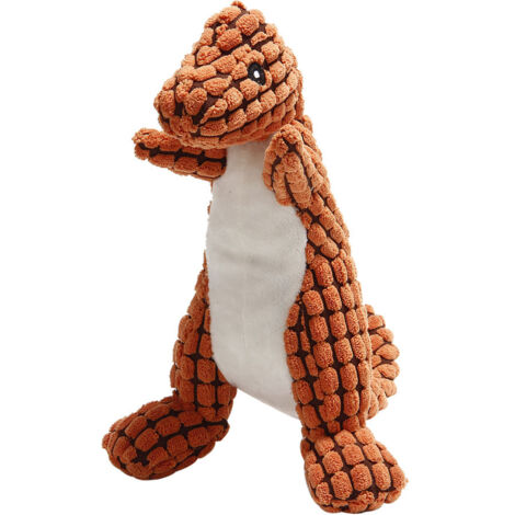 Jouet pour chien, peluche de dinosaure couineur, jouet de dentition interactif avec sons(orange) (1/5)