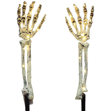 Paquet de 2 guirlandes lumineuses à bras de crâne d'Halloween avec 40 LED alimentées par batterie, guirlandes lumineuses à bras de squelette réalistes pour accessoires de fête d'Halloween (1/5)