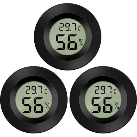 Mini Digital LCD Thermomètre Hygromètre Température Humidité -5070℃ 10%99% RH Thermomètre Portable Thermo Hygromètre Indicateur pour Bureau Cuisine Humidors Incubateurs Reptiles (3 PCS) (1/5)