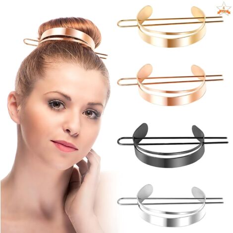 4 Pièces Pinces à Cheveux Épingle à Cheveux Femmes Vintage Élégant Glissière Épingle à Cheveux Chignon Manchette Pinces à Cheveux Argent Or Or Rose Noir Accessoires de Cheveux (1/5)