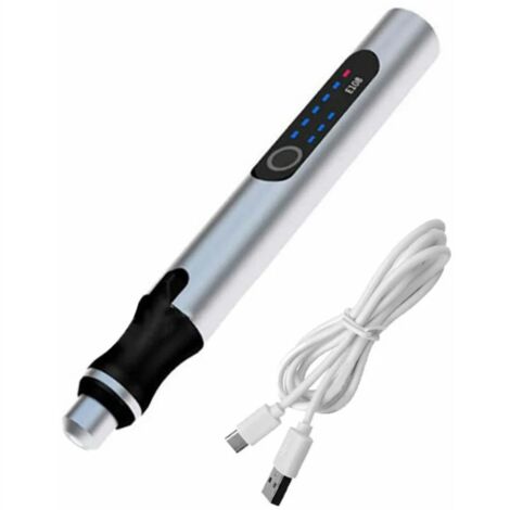 Stylo de gravure en métal à contrôle de vitesse rechargeable 3.6v (argent) (1/5)