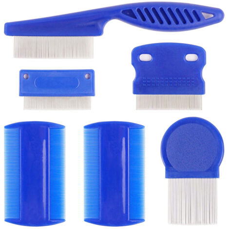 Peigne anti-puces pour chien Peigne de toilettage pour chien et chat Peignes anti-taches pour animaux de compagnie Outil de retrait de toilettage des dents fines (6 pièces) (1/5)