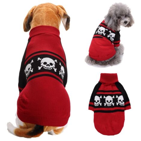 Halloween Citrouille Chien Pull Pet Costume Mode Vacances Fête Chiot Cadeaux pour Chiens et Chats（Crâne rouge S） (1/5)