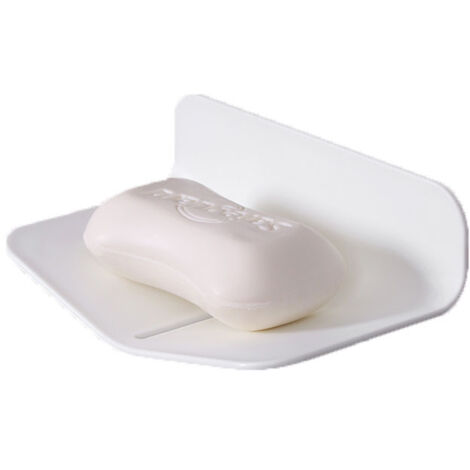 Porte-savon mural Porte-savon sans trou perforé Porte-savon de toilette Porte-savon mural sans ventouse Porte-savon auto-drainant utipsé dans la salle de bain Douche Distributeur de savon (Blanc) (1/5)