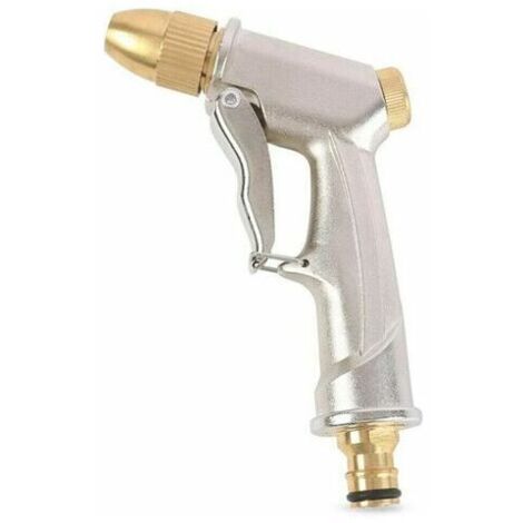 Pistolet d'arrosage à Haute Pression pour Eau de Jardin avec buse en Laiton, Parfait pour Laver/arroser Les pelouses et Les Jardins/trottoirs - Pistolet pulvérisateur de Jardin Court (1/5)