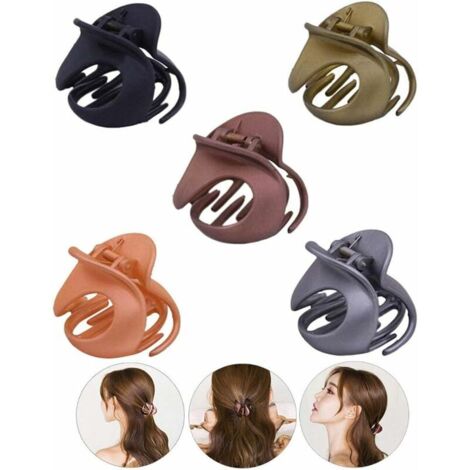 Pinces à cheveux irrégulières vintage en plastique irrégulières pour femmes, pinces à cheveux irrégulières antidérapantes pour garder les cheveux propres dans la douche et la cuisine (5 pièces) (1/5)