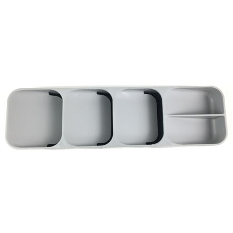 Boite de stockage Tiroir en plastique Couverts Organisateur Plateau Cuisine Support De Stockage Rack pour Couverts Argenterie Compact Couverts Plateau Cuillère Boîte À Couverts, Gris (1/5)