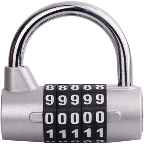 Cadenas à Combinaison à 5 Chiffres, 2 Pcs Cadenas pour Gymnase, Peut être Réinitialisé Serrures à Combinaison pour casier, boîte à outils, clôtures, vélo, etc (argent) (1/5)