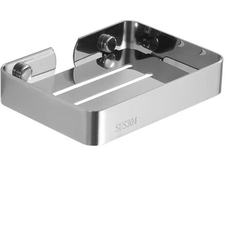 Auto-Adhésif/Porte-Savon sans perçage, Panier à Savon en Acier Inoxydable Ne Rouille Jamais, Panier de Douche de Salle de Bain, Porte-éponge de Cuisine(Argent court) (1/5)
