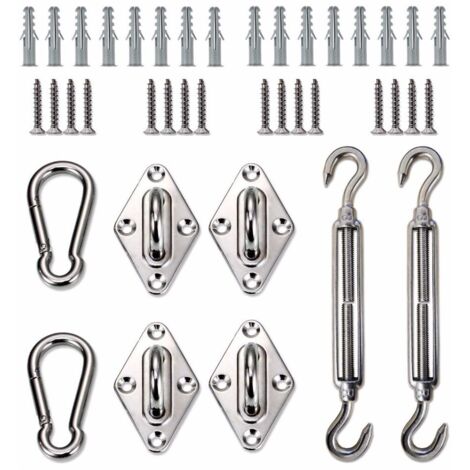 8pcs voile d'ombrage accessoires en acier inoxydable 6mm panier de fleurs/boucle de porte/combinaison de boutons-pression-Ensoleillé (1/4)