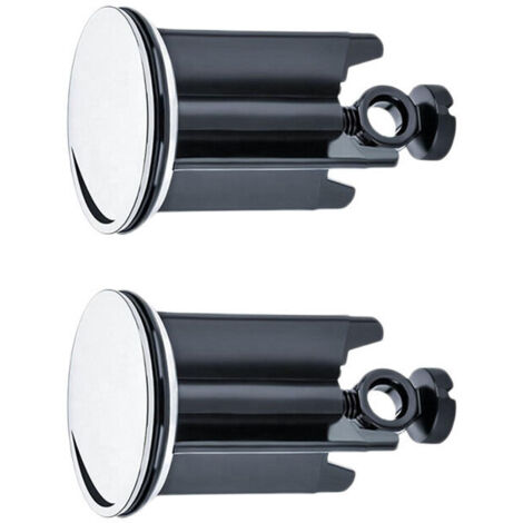 Bouchon de Lavabo de Salle de Bain Universel Ø 40 mm, Lot de 2, Bouchon d’évacuation Chromé, Constitué de Laiton, avec Joint en Caoutchouc, Bouchon Réglable en Hauteur, Bonde de Baignoire Antirouille, (1/5)
