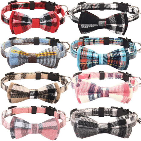 Collier Chat Anti Étranglement, Collier pour Chat avec Clochette et Nœud Papillon, Colliers Mignon pour Chaton et Chats, 8 Pack,, Ensoleillé