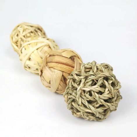 9 Pièces Jouets à Mâcher pour Petits Animaux,Balle en Rotin,Jeu D'activité Jouets,Boules d'herbe à Mâcher pour améliorer la santé Dentaire des Animaux de Compagnie pour Lapins Hamsters (1/4)
