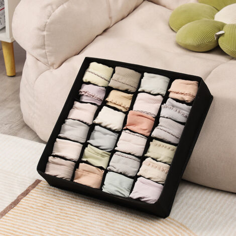 Organisateur de tiroir pliable en tissu non tissé pour sous-vêtements, soutien-gorge, chaussettes Organisateur de compartiment peu encombrant(noir) (1/5)