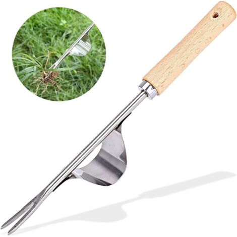 Désherbeur Manuel, Désherbeur en Acier Inoxydable, Désherbeur À Main en Acier Inoxydable, Outil de désherbage Manuel à poignée en Bois pour Le Jardin, la pelouse, Les Terres agricoles (1/5)