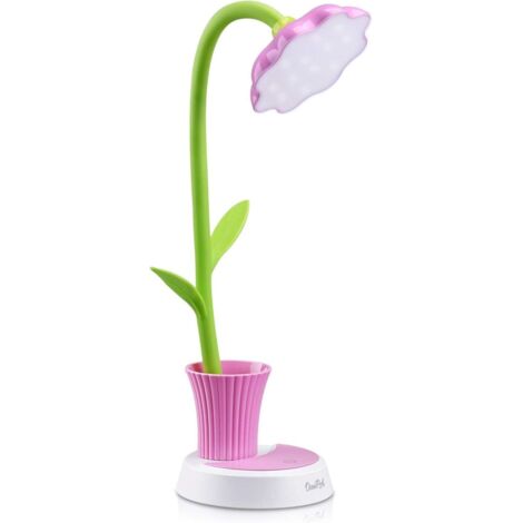 Lampe de bureau pour enfants, lampe de chevet à intensité variable avec capteur tactile, lampe de lecture agréable pour les yeux avec porte-stylo (rose), Ensoleillé