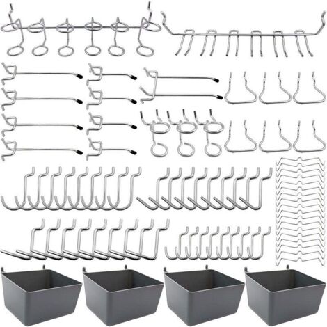 Porte-outils de Crochets pour Panneaux Perforés avec Bacs, Verrous à Chevilles, pour Organiser Divers Outils, 80 pièces, Ensoleillé (1/5)