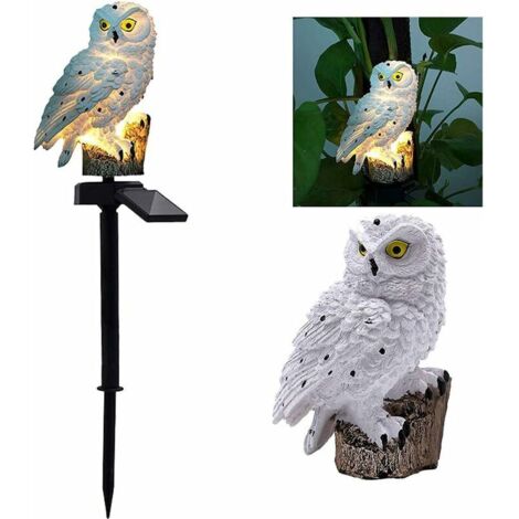 Lumière Solaire de Jardin, Forme de Chouette Lampe Solaire en Résine Imperméable à l'eau pour Paysage pour la Décoration d'éclairage de Jardin Extérieur (blanc) (1/5)