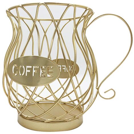 Support de dosettes de café, panier de rangement en forme de tasse pour station de café, bar, restaurant, salon de thé, comptoir de cuisine (or) (1/5)