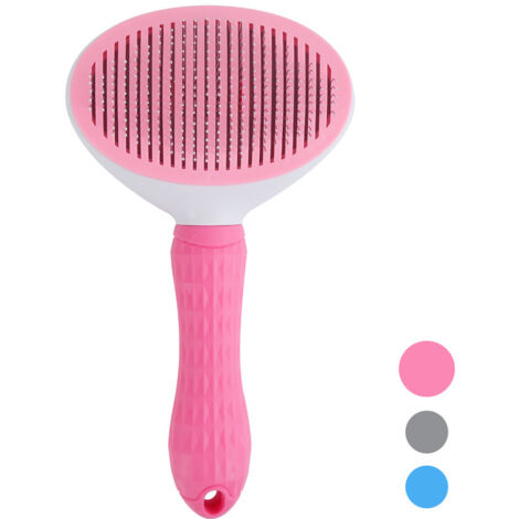 Peigne autonettoyant pour animaux de compagnie, aiguilles professionnelles réutilisables pour chats et chiens, brosse de massage,rose (1/2)
