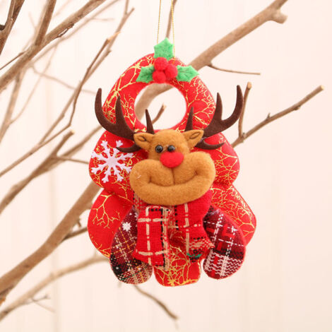 Décorations de noël cerf de noël bonhomme de neige décorations d'arbre de noël pendentif（cerf） (1/5)