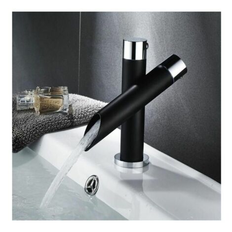 Robinet Robinet de lavabo simple à poser noir adapté aux toilettes de la salle de bain (1/4)