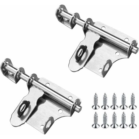 2 Pièce Verrou de Porte Coulissante, Verrou Loquet en Acier Inoxydable Épaissie Solide avec Trou pour Cadenas, Loquets de Porte de Sécurité pour Cuisine, Jardin, Chambre, Armoire, 6 pouces - Argent (1/5)