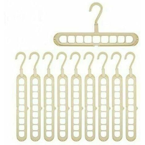 Lot de 4 cintres magiques peu encombrants multifonctions antidérapants rotatifs beiges (1/5)