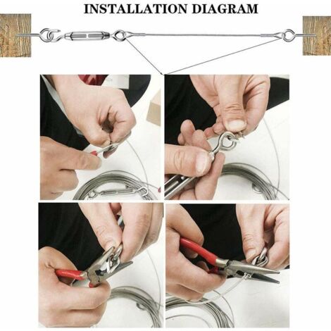 Ineasicer 15m Kit de Câble Métallique Corde en Acier Inoxydable 304 2mm Ineasicer 15m Kit de Câble Métallique Corde en Acier Inoxydable 304 2mm