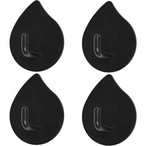 4 Pieces Crochet Adhésif Noir Crochet Mural de Salle de Bains en Acier Inox Crochet Serviette Adhesif Imperméable Accroche Serviette Mural sans Percer pour Cuisine Salon Bureau (1/5)