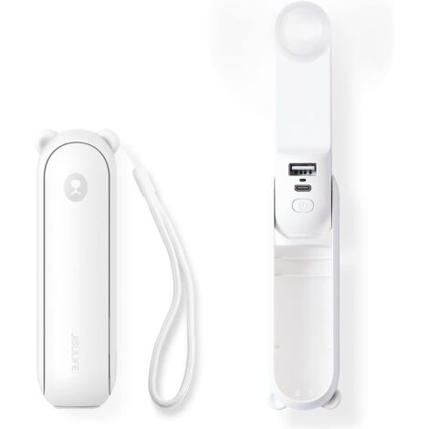 Mini ventilateur portable, ventilateur portatif 3 en 1, ventilateur de poche rechargeable, ventilateur alimenté par batterie avec batterie externe, fonction lampe de poche (1/4)