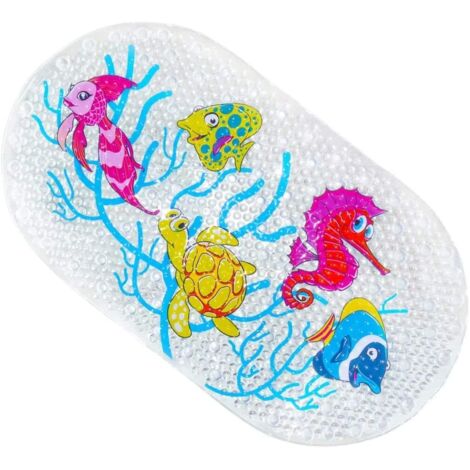 Tapis de bain antidérapant pour enfants, tapis de douche antidérapant avec ventouses puissantes, PVC écologique, 3969cm (1/5)
