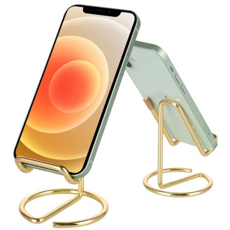 Support de téléphone portable pour bureau, joli support de téléphone portable en métal doré, accessoires de bureau, compatible avec tous les téléphones mobiles, iPhone, Switch, iPad (1/5)