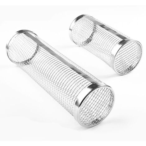 2 pièces de cage de barbecue, cylindre de barbecue rond, cage de barbecue 304 (1/5)